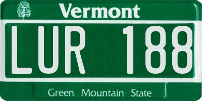 VT license plate LUR188