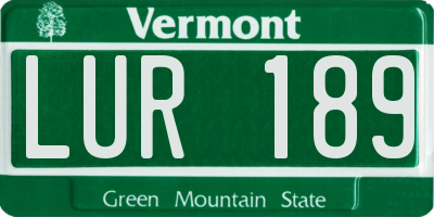 VT license plate LUR189