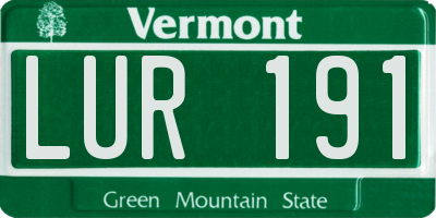 VT license plate LUR191