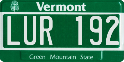 VT license plate LUR192