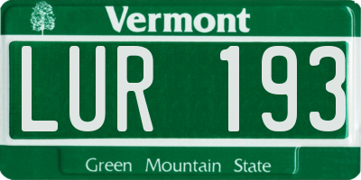 VT license plate LUR193