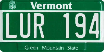 VT license plate LUR194