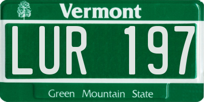 VT license plate LUR197
