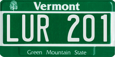 VT license plate LUR201