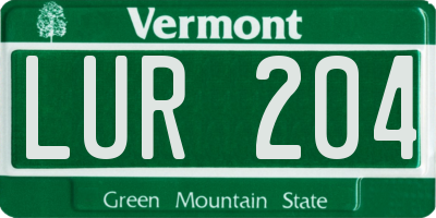 VT license plate LUR204