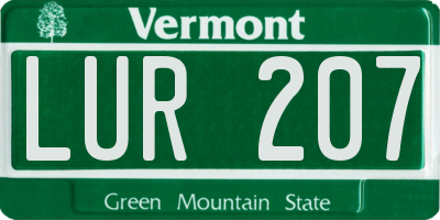 VT license plate LUR207