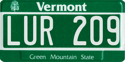 VT license plate LUR209
