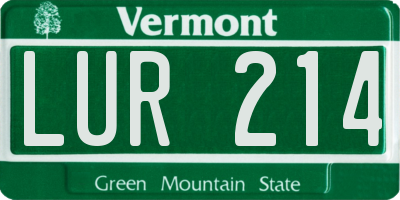 VT license plate LUR214
