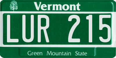 VT license plate LUR215