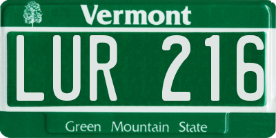 VT license plate LUR216