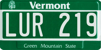 VT license plate LUR219