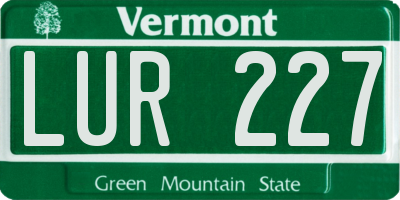 VT license plate LUR227
