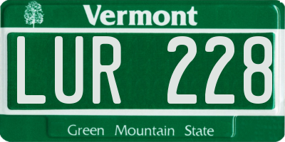VT license plate LUR228