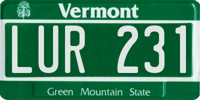 VT license plate LUR231