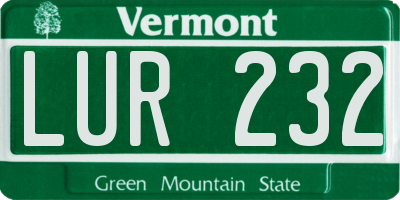 VT license plate LUR232