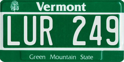 VT license plate LUR249