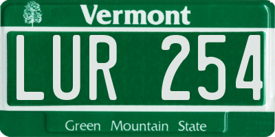 VT license plate LUR254