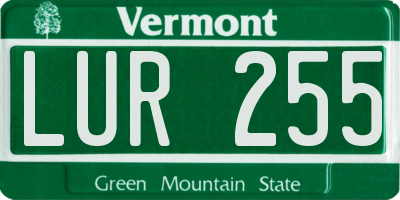 VT license plate LUR255