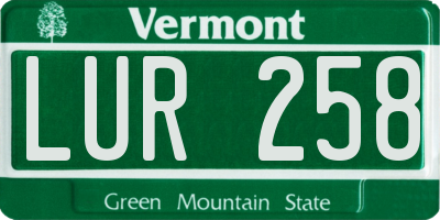 VT license plate LUR258
