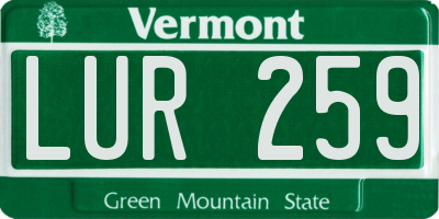 VT license plate LUR259