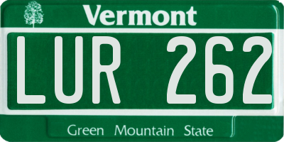 VT license plate LUR262