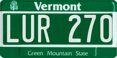 VT license plate LUR270