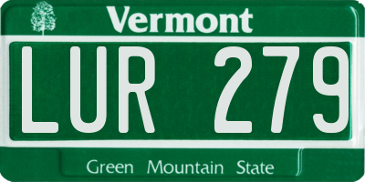 VT license plate LUR279