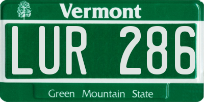 VT license plate LUR286