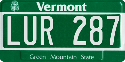 VT license plate LUR287