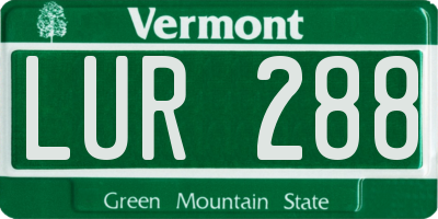 VT license plate LUR288