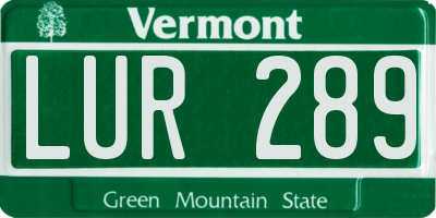 VT license plate LUR289
