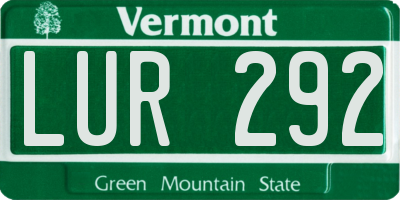 VT license plate LUR292