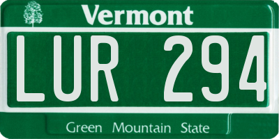 VT license plate LUR294