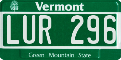 VT license plate LUR296