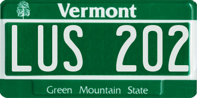 VT license plate LUS202