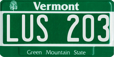 VT license plate LUS203
