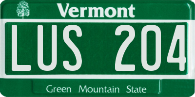 VT license plate LUS204
