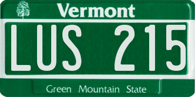VT license plate LUS215