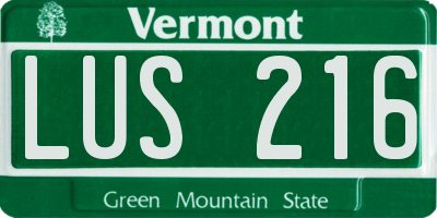 VT license plate LUS216