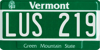 VT license plate LUS219