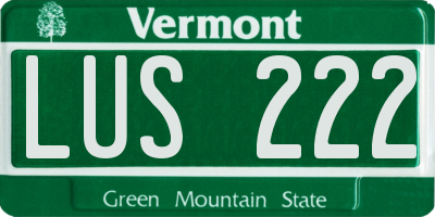 VT license plate LUS222