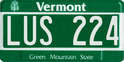 VT license plate LUS224