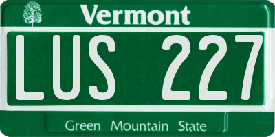 VT license plate LUS227