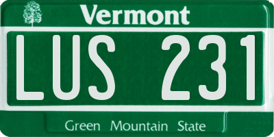 VT license plate LUS231