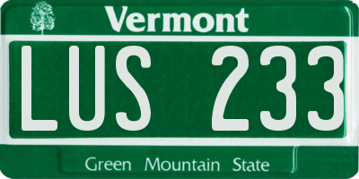 VT license plate LUS233
