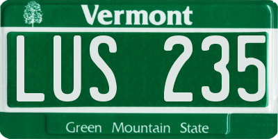 VT license plate LUS235