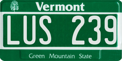 VT license plate LUS239