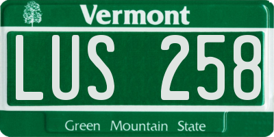 VT license plate LUS258