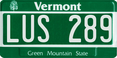 VT license plate LUS289
