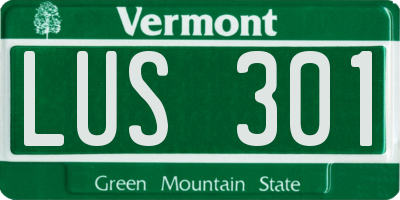 VT license plate LUS301